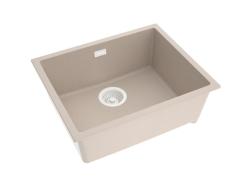 Pure.Sink Eternal Quartz Beige vask 50x40 cm til indbygning i bordplade og undermontering med automatisk hvid prop