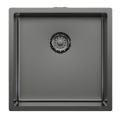Pure.Sink Comfort PVD-belagt vask i gunmetal, 40 x 40 cm, 10 mm radius, til undermontering, planmontering og påmontering, PCM4040-61