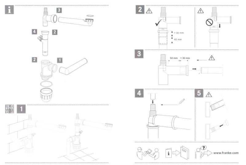 Franke pladsbesparende afløbssifon med opvaskemaskinetilslutning Spazio 112.0551.361