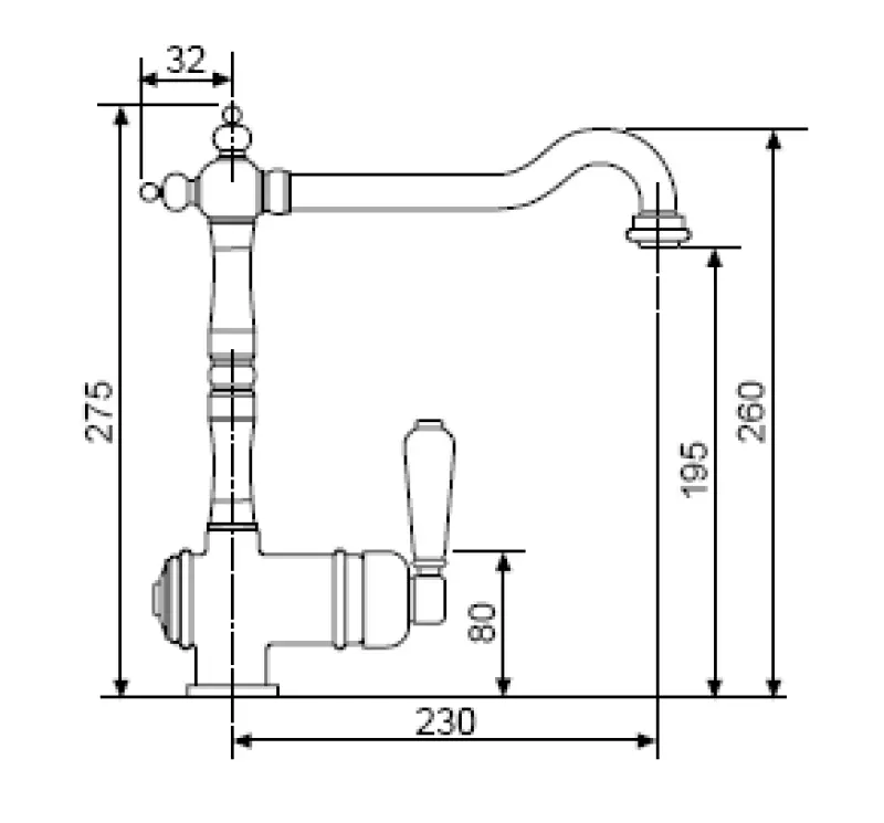 Nostalgisk køkkenhane V1920 Krom