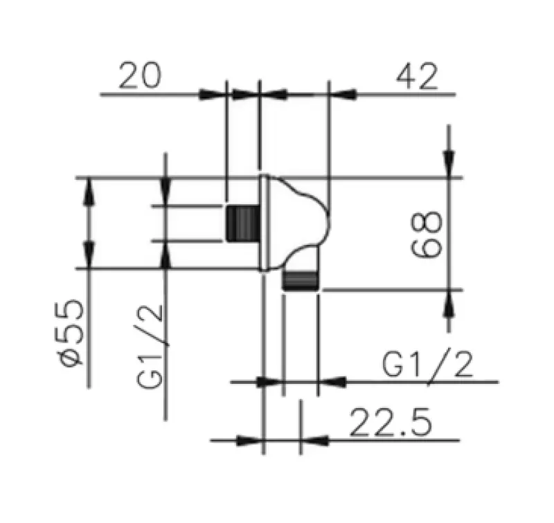 Huber Croisette Tilslutningsbøjning Krom til bruseslange tilslutning 67.02H.CR