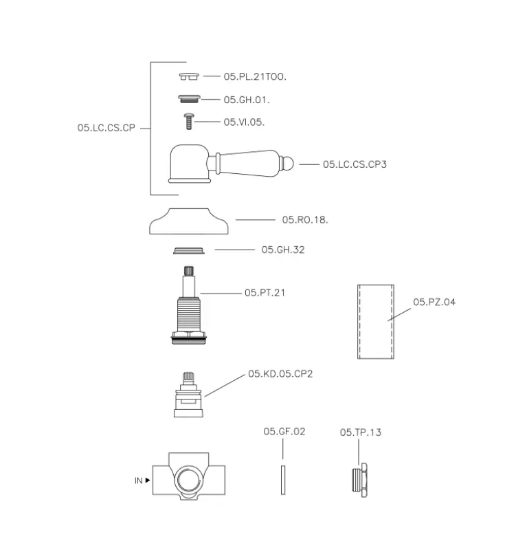 Huber Croisette Omstillingsventil Krom 1/2 653.CS01H.CR