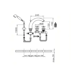 Huber Croisette 4-huls badekarsarmatur Termostatisk Krom CST7601021