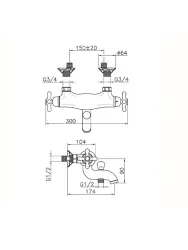 Huber Croisette Brusearmatur Krom CST2701021