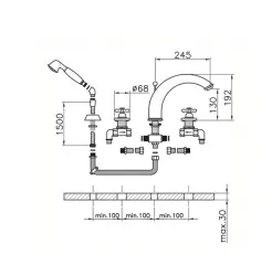 Huber Croisette 4-huls Badekran Krom CS00026021