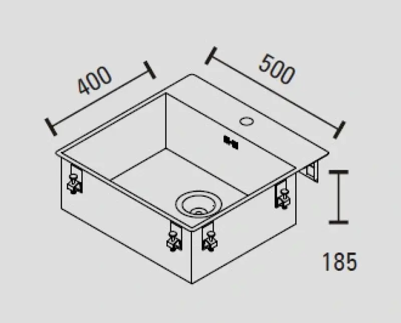 ABK Baronga rustfrit stålvask 54x53cm med hanehulplan planlimning BAR50FKVI