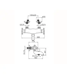 Huber Victorian Termostatisk Badekararmatur Krom VTT2701021