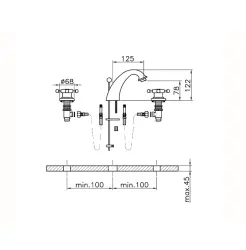 Huber Victorian 3-huls håndvaskbatteri Krom VT00101021