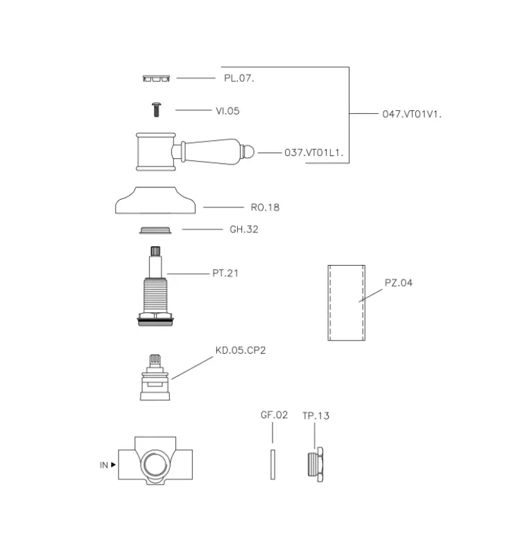 Huber Victorian 2-vejs Omstiller Krom 653.VT01H.CR