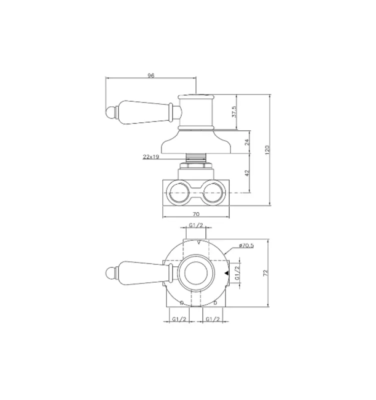 Huber Victorian 3-vejs Omstiller Krom VT00027021