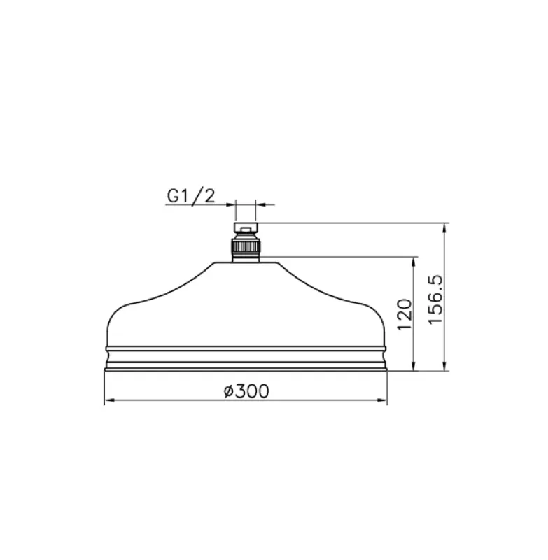 Huber Nostalgisk Stor Klassisk Regnbruser 30cm Krom 05.SO.03H.CR
