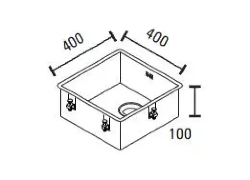 ABK Baronga lavvandet handicapvenlig 10 cm rustfri stål vask 40x40 cm Planlimning, underlimning og nedfældning BAR4010FVI