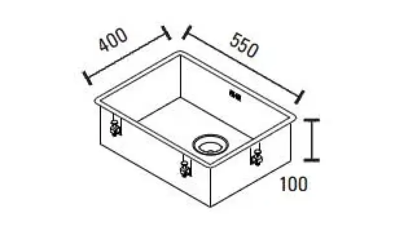 ABK Baronga stor ekstra lav rustfrit stål vask handicappet 10 cm dyb 55x40 cm Planlimning underlimning og overlimning BAR5510FVI