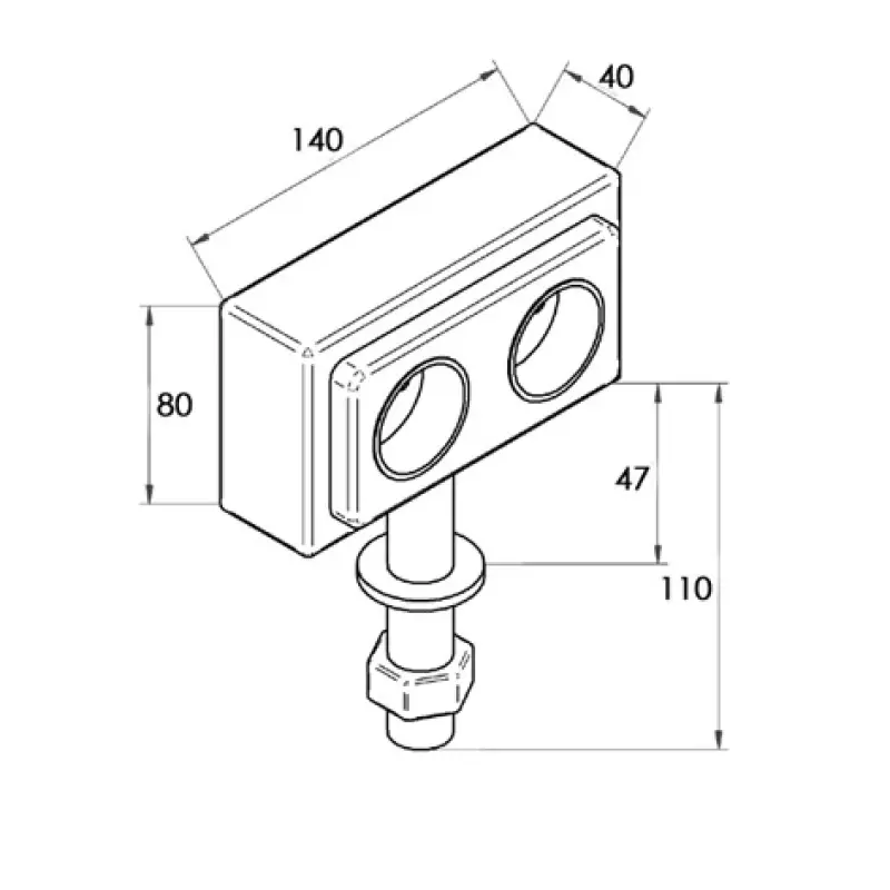 Stikkontakt til køkkenø med 2 jordede stikkontakter