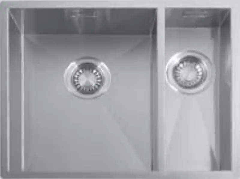 ABK Baronga halvanden 1,5 rustfrit stål køkkenvask 34x40+15x40cm undermonteret BAR3415f